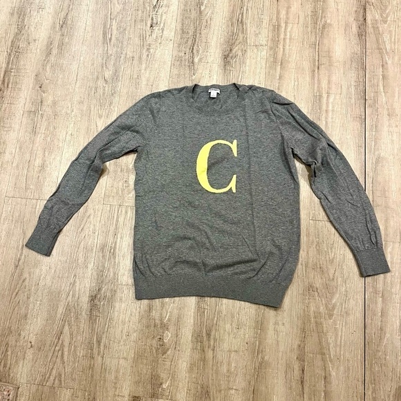 Old Navy Letter C Sweater Large Gray 100% Cotton Like New - Picture 5 of 12